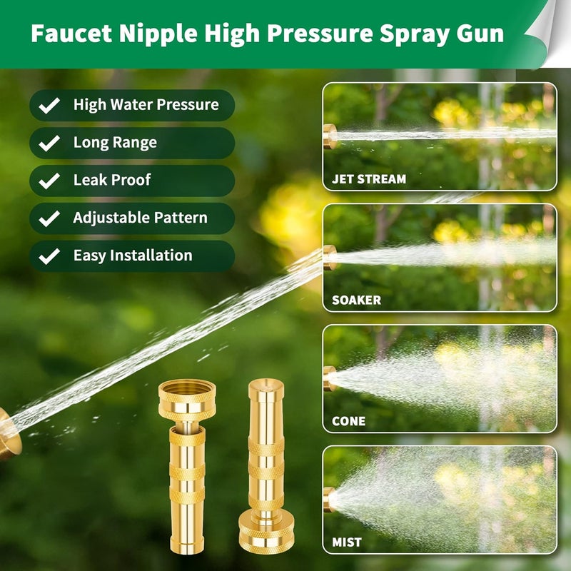 AUTOMAN Brass Hose Nozzle – High Pressure Jet Nozzles 2 Pack, Heavy Duty Sprayer for Garden Hoses, Adjustable Spray Gun, Solid Twist Water Hose Nozzle for Patio, Lawn, Car Wash, Extra 6 Rubber Washers - Image 3